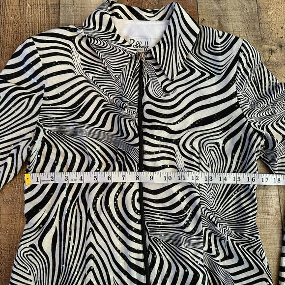 Ribkoff vintage zebra sequin abstract full zip track jacket women's 10 - Picture 5 of 6